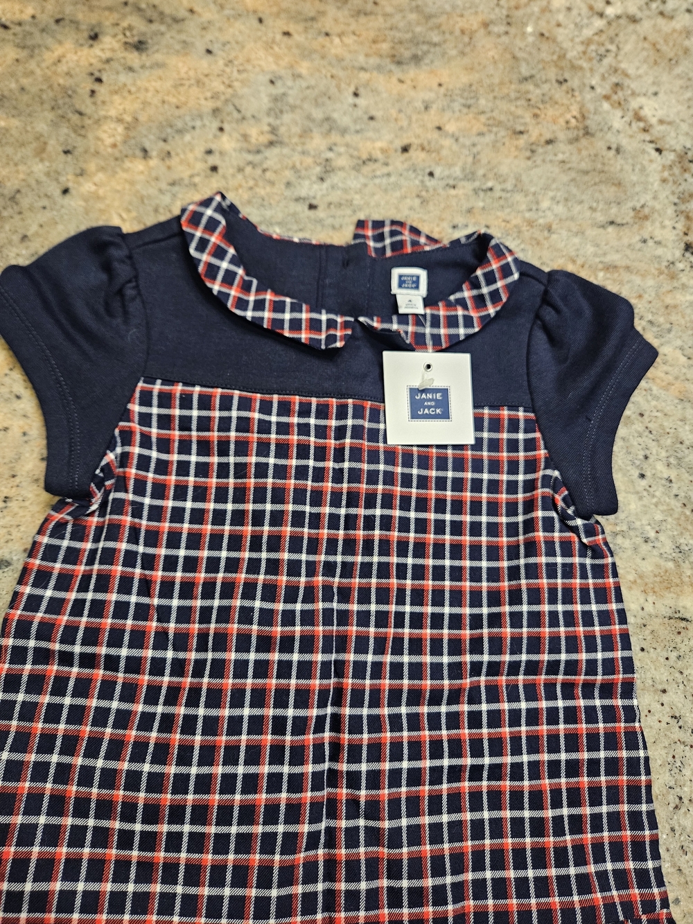 Janie and Jack Navy, Red & White Plaid Peter Pan Dress